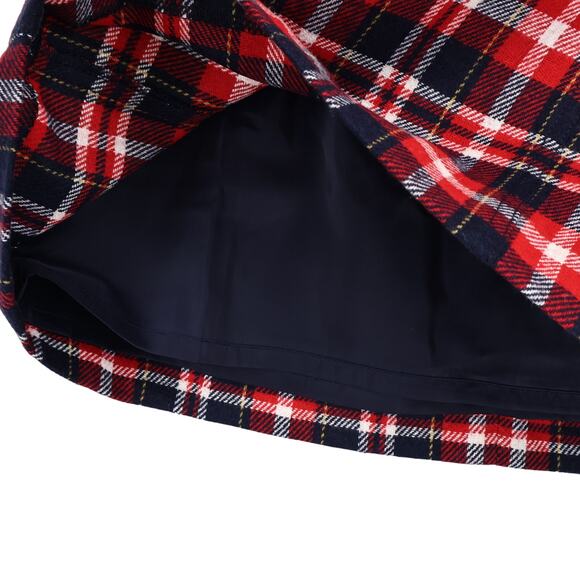 NWT J.Crew Wool Blend A-Line Mini Skirt Lined In Plaid Red Navy Size 2 - Picture 3 of 6